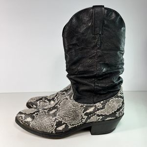 Cowboy Boots Women’s 7 D Black Leather Python Snakeskin